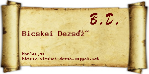 Bicskei Dezső névjegykártya